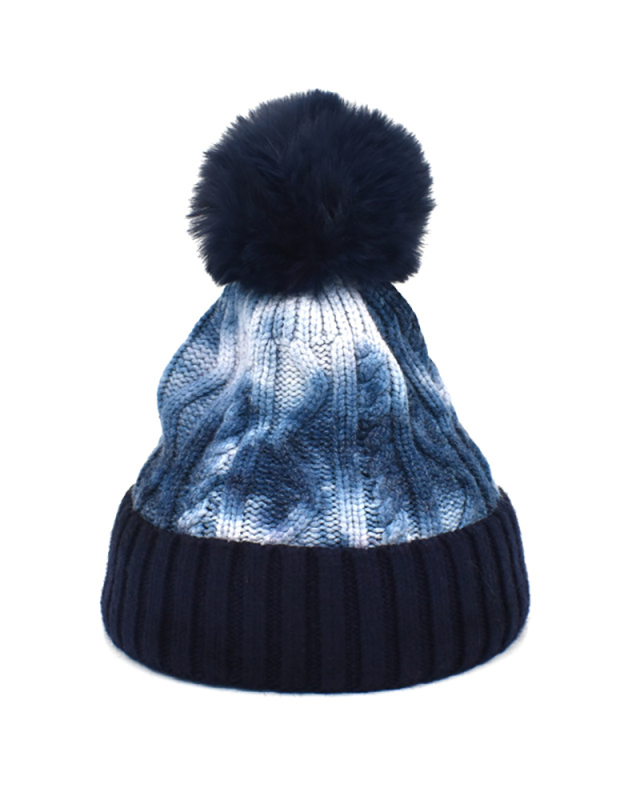 Fashion New Style Tie-Dye Warm Hood Wool Knitted Hat Ladies Trend One Size