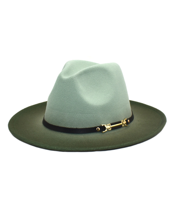 Fashion New Woolen Jazz Gradient Color Top Hat Trendy Hat One Size