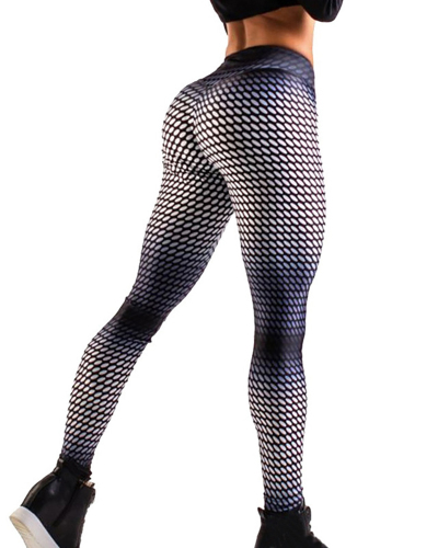 Oval Dot Printed Fitness Sportswear Casual Legging Yoga Pants S-XL