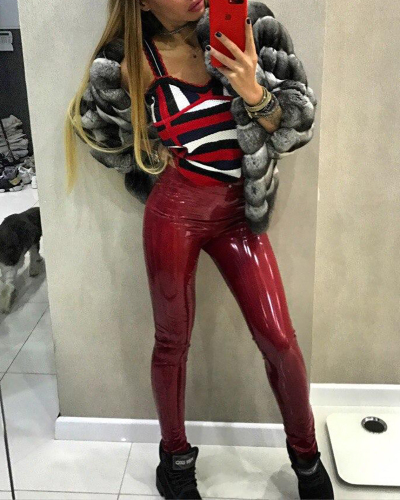 Hot Selling Tight High Waist Slim Bottoming Women's Pants PU Leather Leggings Plus Size Pants Red Black S-3XL