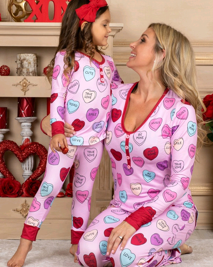 Mom & Daughter Heart-shaped House Wear Casual Sets 