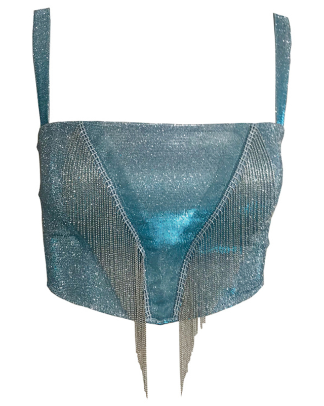  Ladies Fashion Camisole Sexy Tassel Halter Strap Tube Top S-XL 