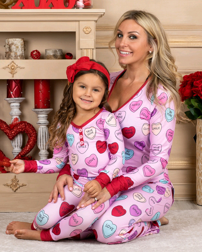 Mom & Daughter Heart-shaped House Wear Casual Sets 