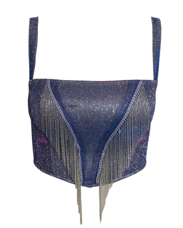  Ladies Fashion Camisole Sexy Tassel Halter Strap Tube Top S-XL 