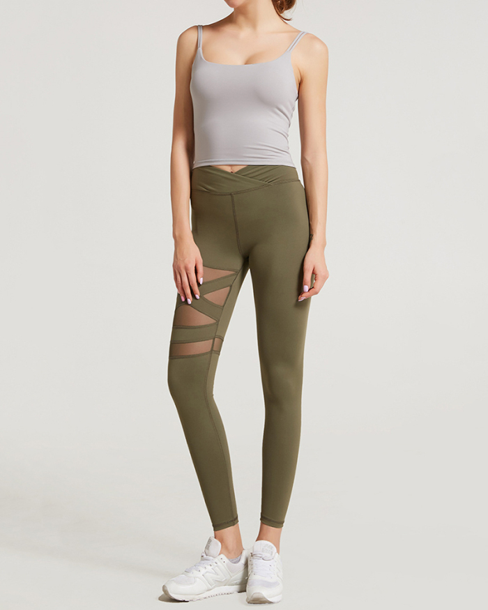 Ladies Fashion New Tight High Waist Solid Color Yoga Pants Sports Fitness Slim Leggings S-L