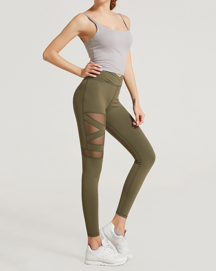 Ladies Fashion New Tight High Waist Solid Color Yoga Pants Sports Fitness Slim Leggings S-L