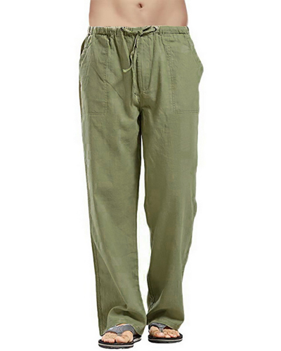 Men's Linen Casual Pants Spring Cotton Linen Pants Black Blue Khaki White Green Beige S-2XL
