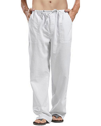 Men's Linen Casual Pants Spring Cotton Linen Pants Black Blue Khaki White Green Beige S-2XL