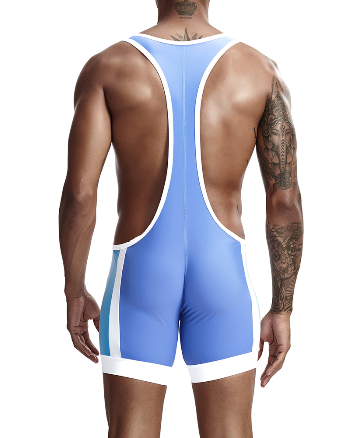 Hot Sale Summer New Colorblock Vest Shorts Men's Clothes Romper White Black Blue M-2XL