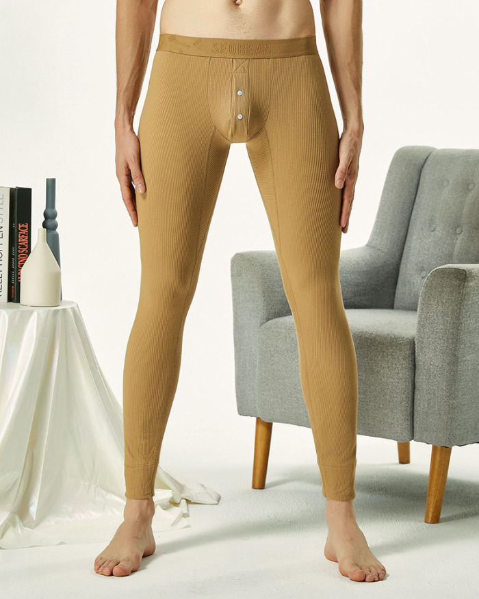 Autumn & Winter New Men's Comfortable Plain Color Warm Long Solid color Legging M-2XL