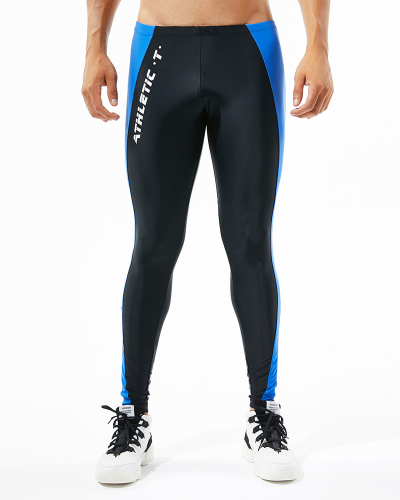 Men's Slim Fashion Sport Legging Pants Colorblock Bottoms Red Black Deep Blue Sky Blue S-XL