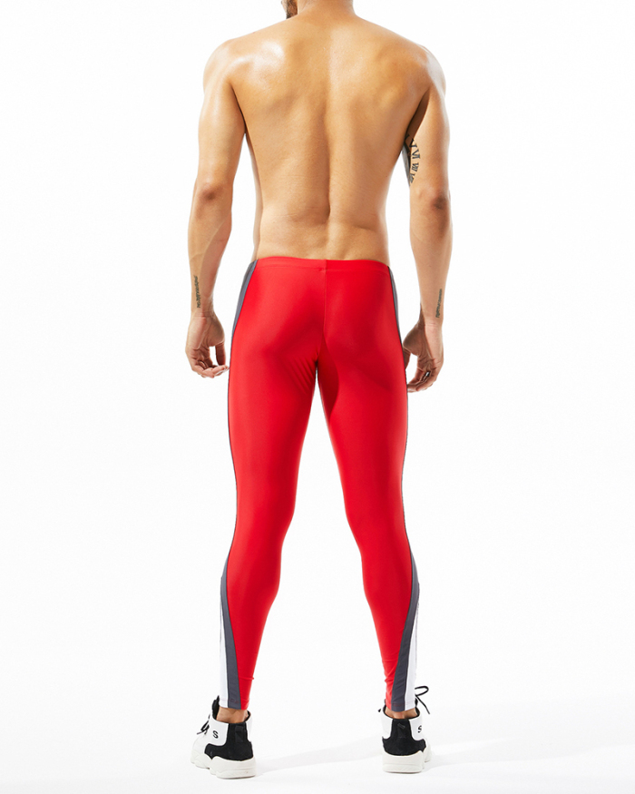 Men's Slim Fashion Sport Legging Pants Colorblock Bottoms Red Black Deep Blue Sky Blue S-XL