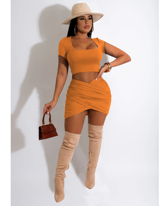 Solid Color Wholesale New Two Piece Skirt Set S-XL