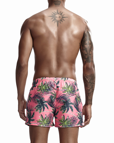 Beach Wear Printed Summer Shorts Loose Men's Shorts Pink S-XL