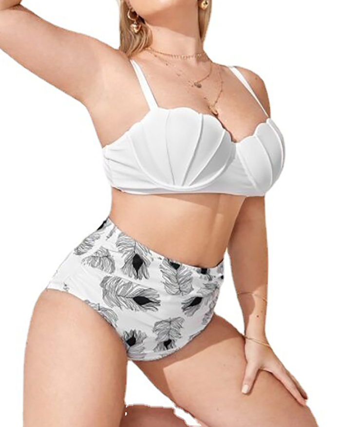 Lady Sexy Plus Size High Waist Two Piece Swimwear XL -4XL