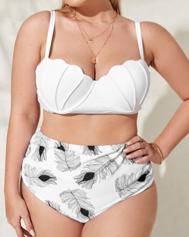 Lady Sexy Plus Size High Waist Two Piece Swimwear XL -4XL