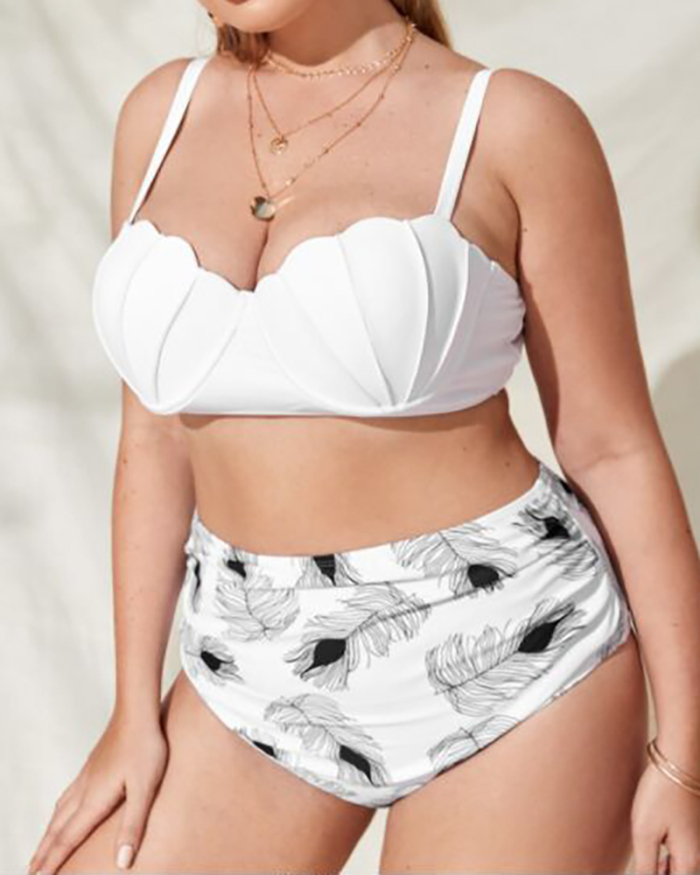 Lady Sexy Plus Size High Waist Two Piece Swimwear XL -4XL