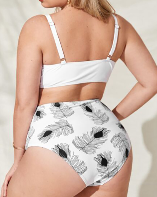 Lady Sexy Plus Size High Waist Two Piece Swimwear XL -4XL