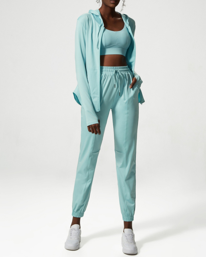 Ladies Fashion New Three-piece Yoga Suit Suit Loose Sports Fitness Suit Suit Sports Underwear S-XL