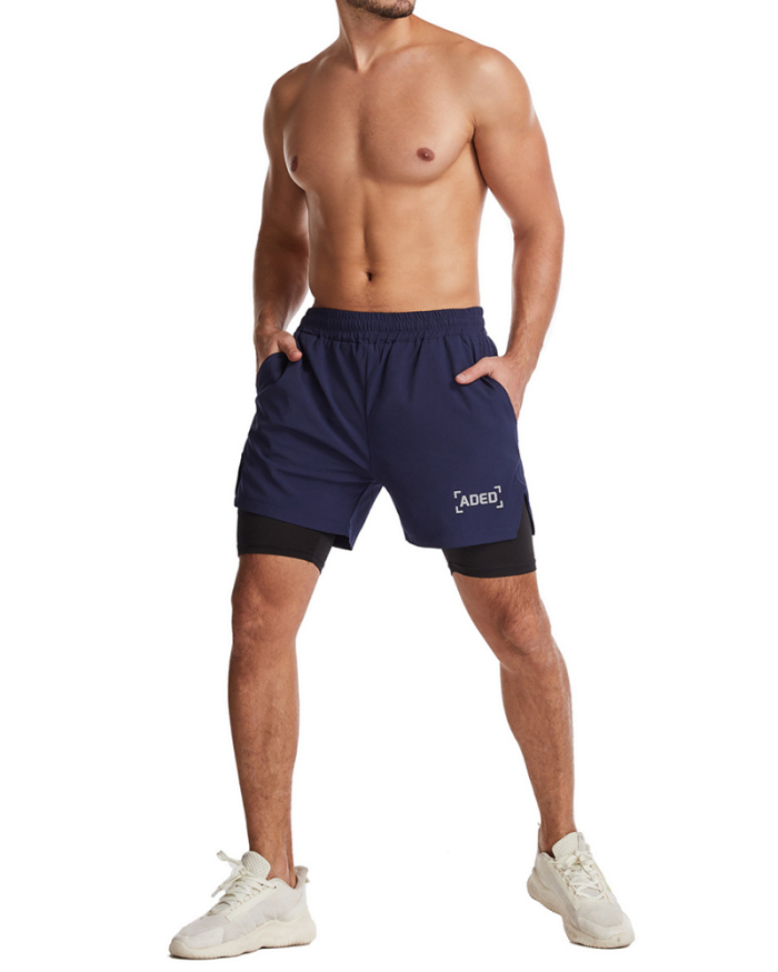 Sports Shorts Men's Quick Dry Woven Double Layer Fitness Running Marathon Casual XS-3XL