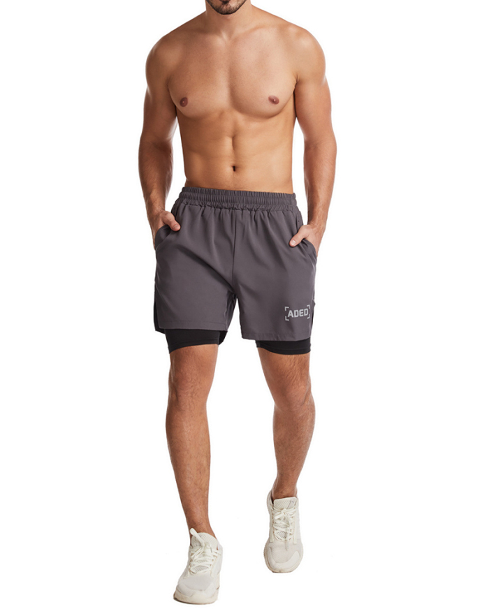 Sports Shorts Men's Quick Dry Woven Double Layer Fitness Running Marathon Casual XS-3XL