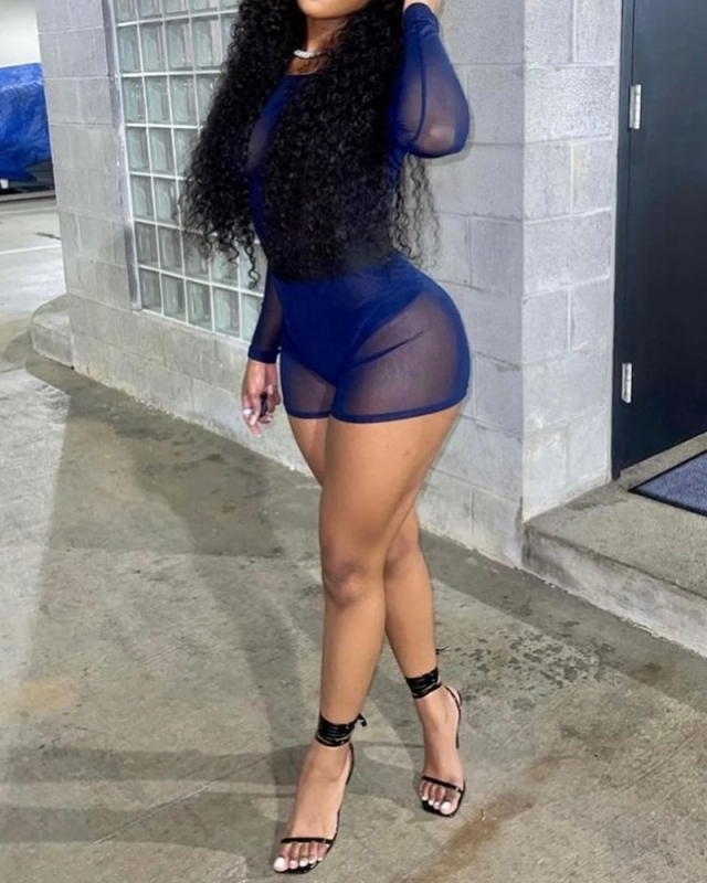 Blue Mesh Short Two Piece Set S-XL