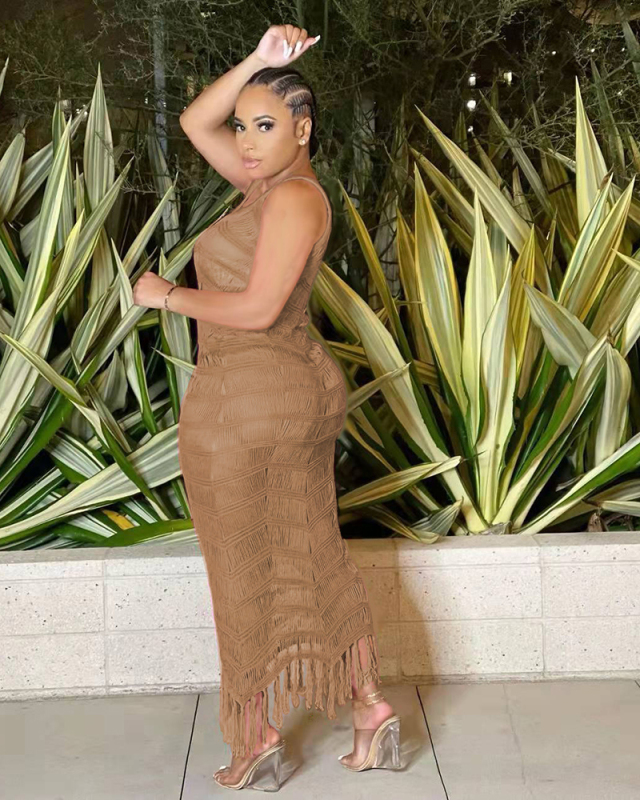 Knitted Women Long Beach Dress Hot Sale S-XXL