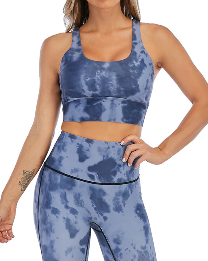 New Yoga Suit High Waist Printed  Sports Beauty Back Bra Fitness Yoga Wear Two Piece Set S-XXL