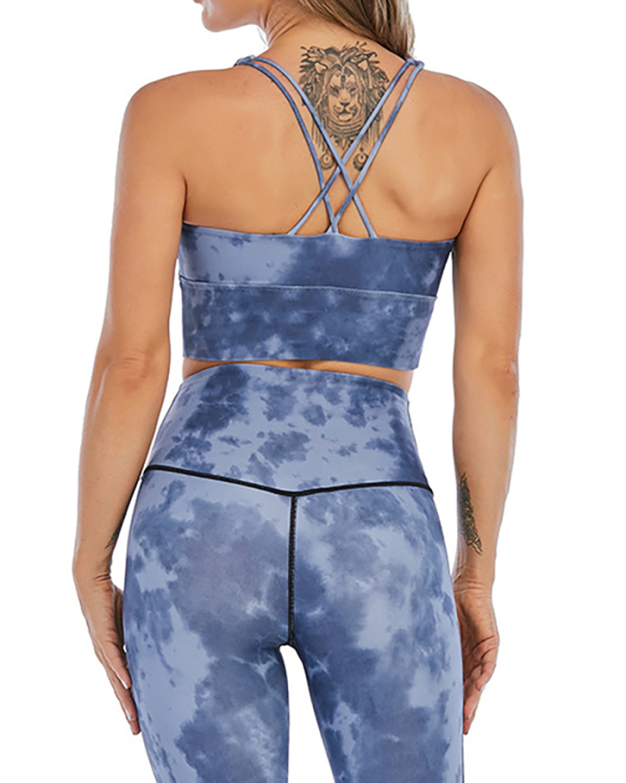 New Yoga Suit High Waist Printed  Sports Beauty Back Bra Fitness Yoga Wear Two Piece Set S-XXL