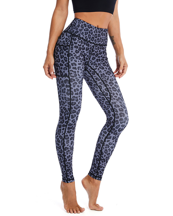 New Yoga Pants Women's Tight High Waist Pocket Printed Sports Fitness Leggings S-XXL