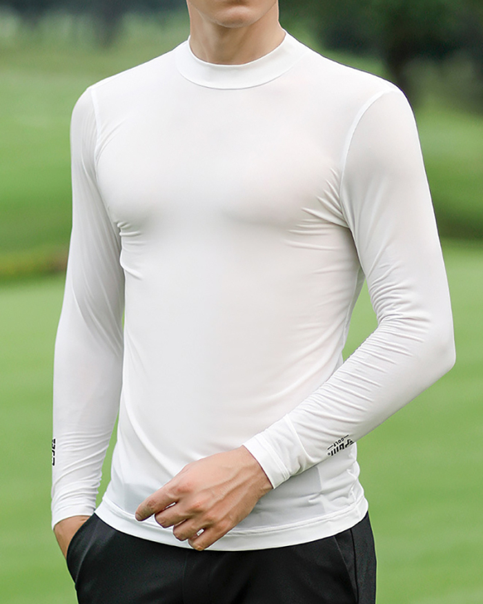 Golf Apparel Men's Long Sleeve T-Shirt Summer Shirt Ice Silk Clothes Solid Color M-XXL