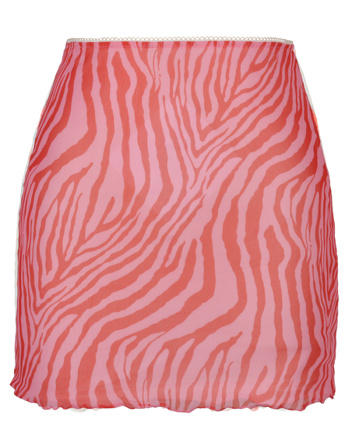 WholeSale Multi-color Optional Women Mesh High Waist Florals Summer Fit Mini Skirts S-XL