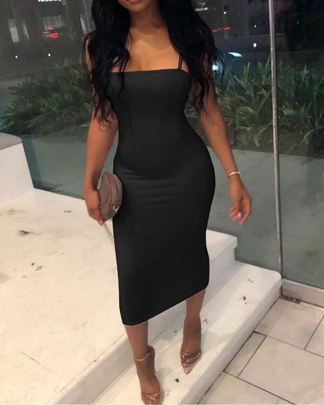 Lady Sexy Solid Color Sleeveless One Piece Dress Black Blue Rose Red S-2XL 