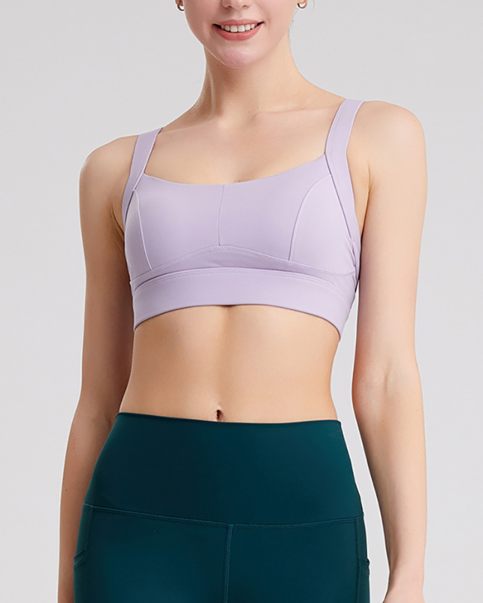 Ladies Sports Underwear Chest Pad Fitness Bra Yoga Wear Solid Color S-XXXL