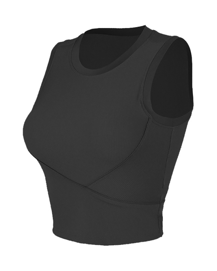 New Spring Ribbed Running Sports Vest Chest Pad Yoga Top Running Sleeveless Fitness Vest S-XL