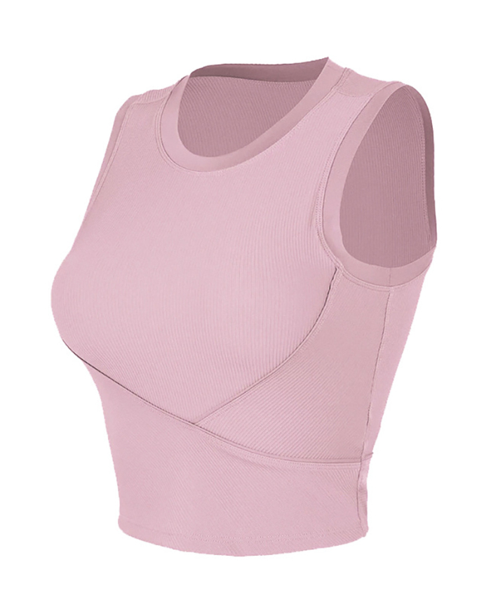New Spring Ribbed Running Sports Vest Chest Pad Yoga Top Running Sleeveless Fitness Vest S-XL