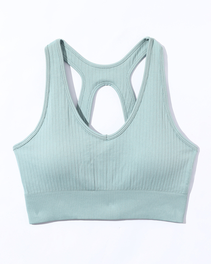Spring New Seamless Knitted Yoga Sports Fitness Solid Color Yoga Bra S-L