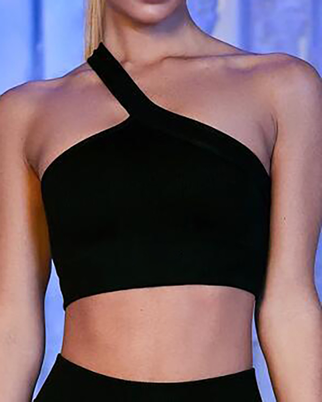 Spring New Sports Seamless Yoga Clothes Women's Fitness One Shoulder Bra Solid Color S-L