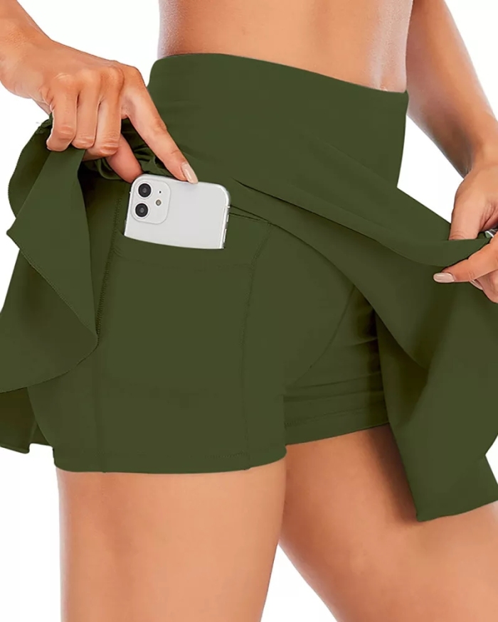 Short Pants Women Sports Tennis Skirt Skin-Friendly Fabric Tennis Skirt Shorts Pleated Hem Running Golf Skort Multi Color S-2XL