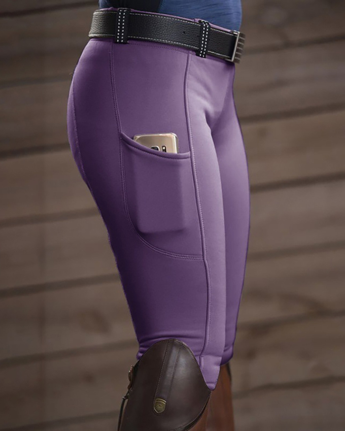 New Noble Elastic Hip Lift Women Casual Solid Color Equestrian Clothing Pants S-3XL