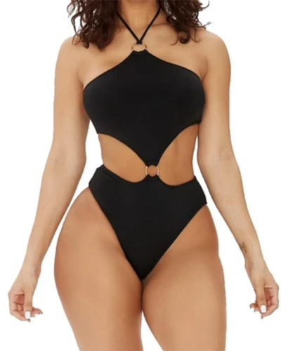 Black Hollow Out New Wholesale Swimwear Bathing Suit S-L