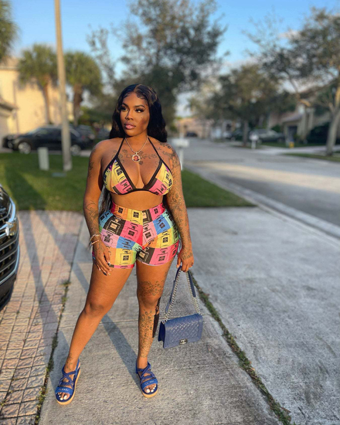 Printed Summer Hot Sexy Two Piece Short Set S-XL