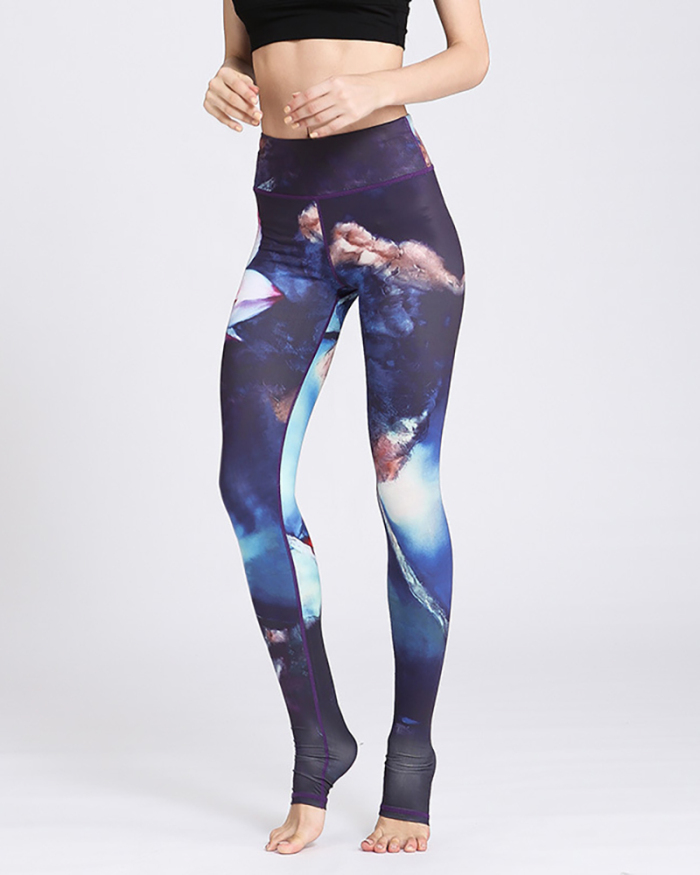 New Printed Yoga Bottoms Tight High Waist Hip Raise Quick Dry Yoga Pants S-XL