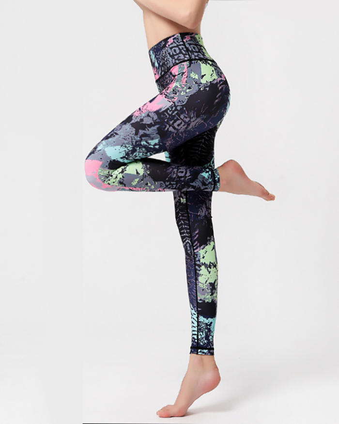 New Yoga Wear Tight High Waist Quick Dry Sports Fitness Printed Yoga Pants S-XL