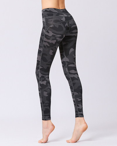 Yoga Pants High Waist Tight Sports Fitness Pants Camo Printed Yoga Bottoms S-XL