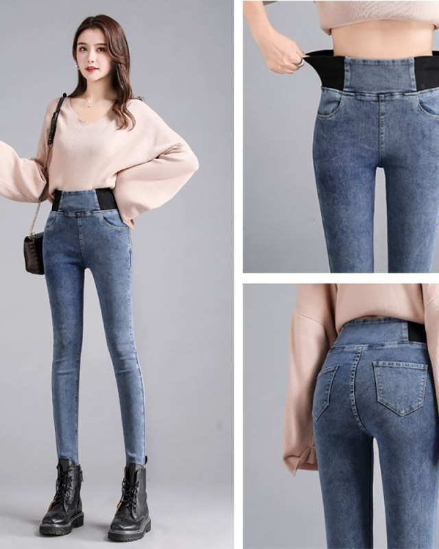 Light Blue Women High Waist Jeans