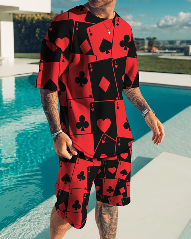 Men 3D Lion Printed Fashion Casual Two-piece Sets S-3XL