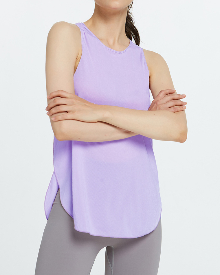 New New Solid Color Loose Yoga Vest Quick Dry Fitness Sports Top Women S-XL