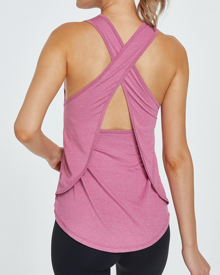 New Women Quick Dry Sports Vest Cross Yoga Wear Running Fitness Sleeveless Top S-XL
