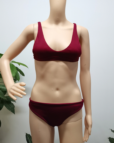 Women Solid Color Sexy Bikini Sets